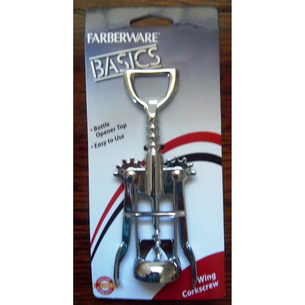 Farberware Basics Winged Corkscrew with Bottle Opener, Steel Finish, Multifunct